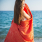 Serviette de plage hammam Flowerbomb Coral