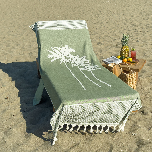 Beachbed cover Three Palms Chive Green