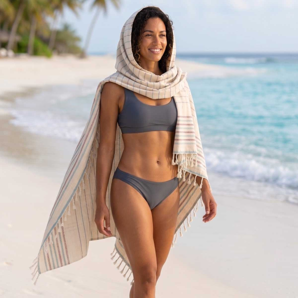 Fouta Lot de 2 pièces Stripe- Pink