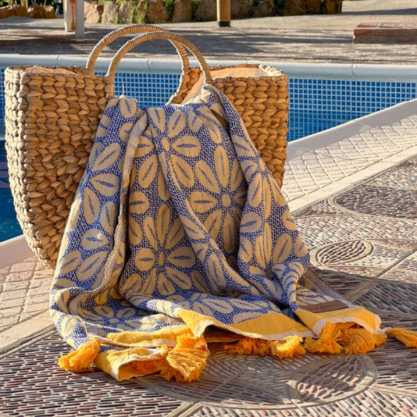 Fouta Daisy Yellow - Dark Blue