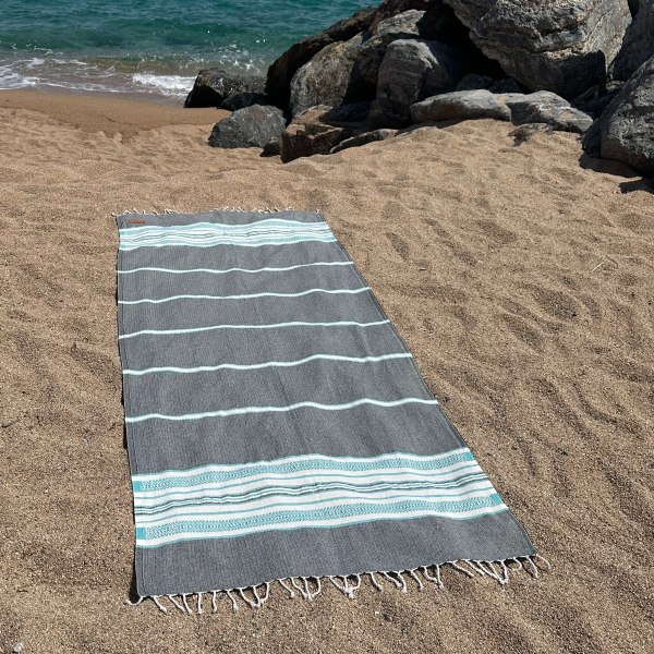 Fouta Sea Me  Black-Turquoise