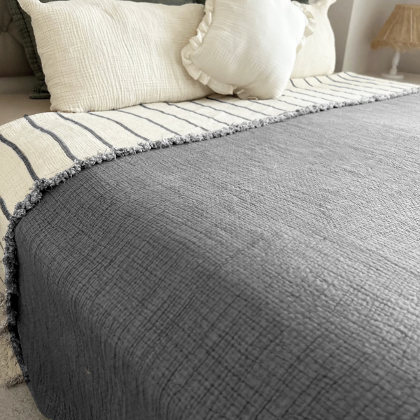 Couvre-lit  Mousseline 4 laags  Chic Anthracite