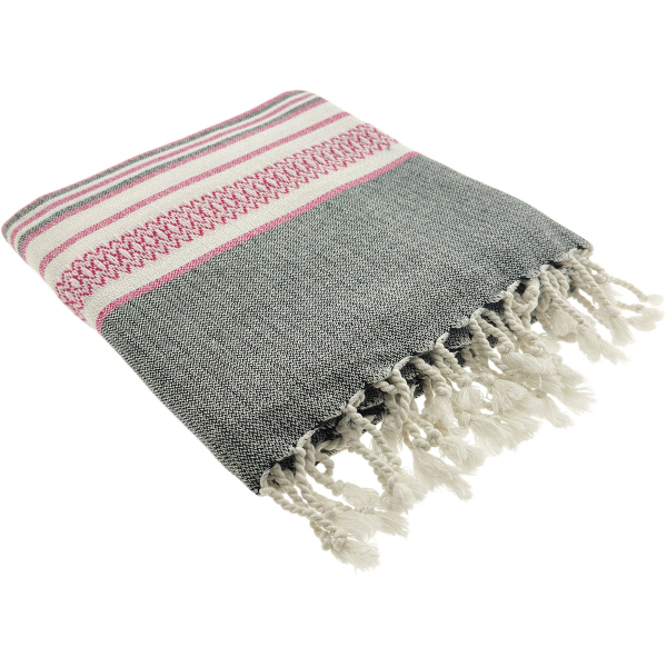 Fouta Sea Me Black-Fuchsia