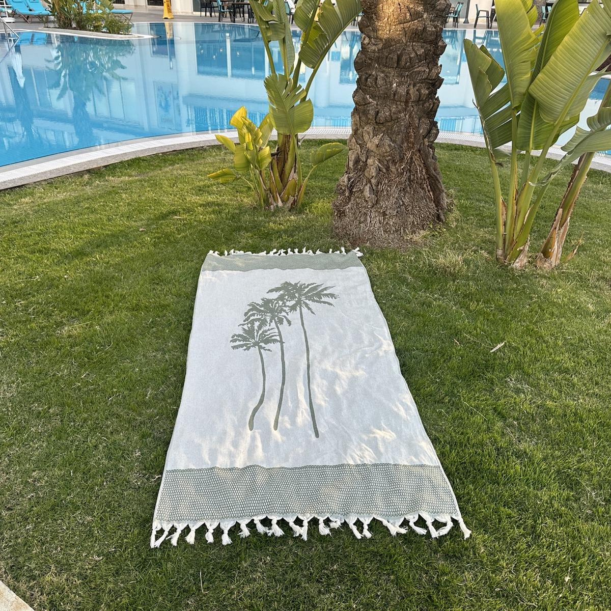 Fouta Three Palms Chive Green