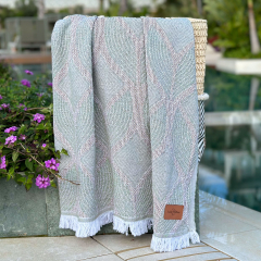 Fouta serviette de hammam Botanic Art Taupe Green